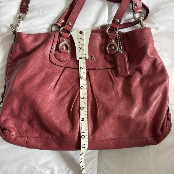 Coach Ashley Pleated Convertible Leather Satchel Mauve with Wallet - Picture 12 of 16